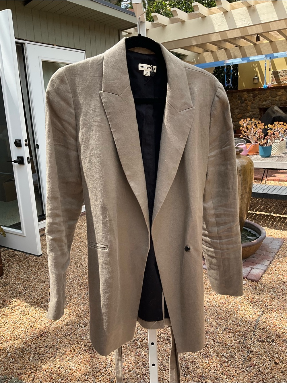 Whistles Neutral Taupe Single-Button Long Blazer